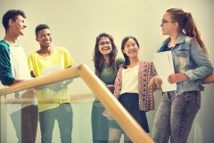 Diverse Young Students Stairs Concept