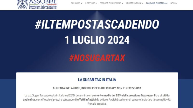 Sugar Tax, Assobibe “Tassa che penalizza il settore e mette le aziende in difficoltà”