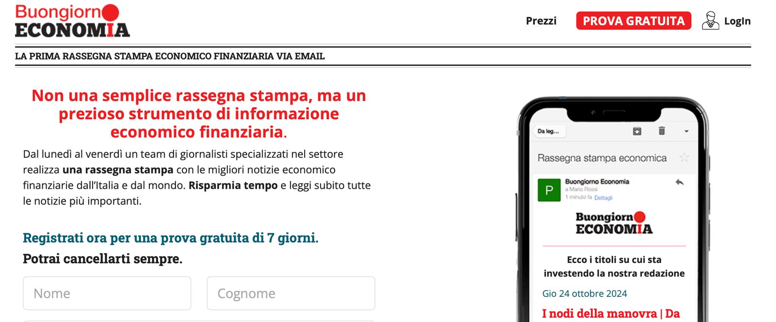 Nasce Buongiorno Economia, primo servizio di rassegna stampa ragionato