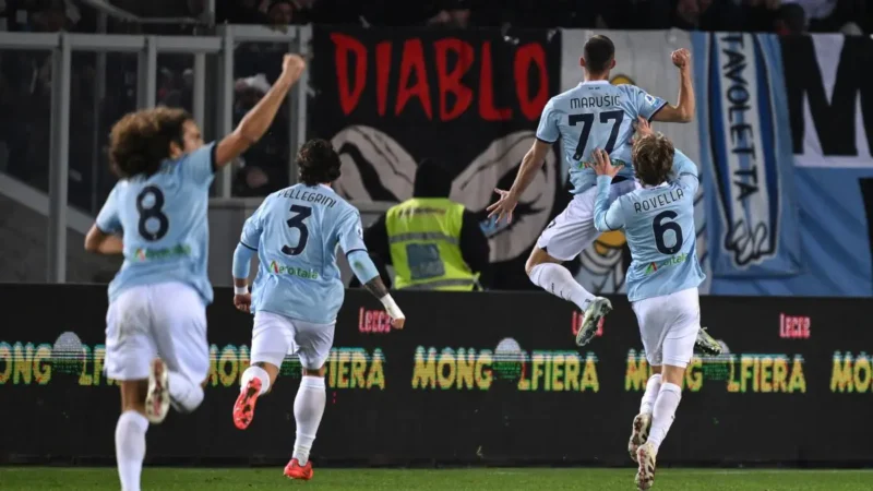 La Lazio vince 2-1 a Lecce, in gol Castellanos e Marusic