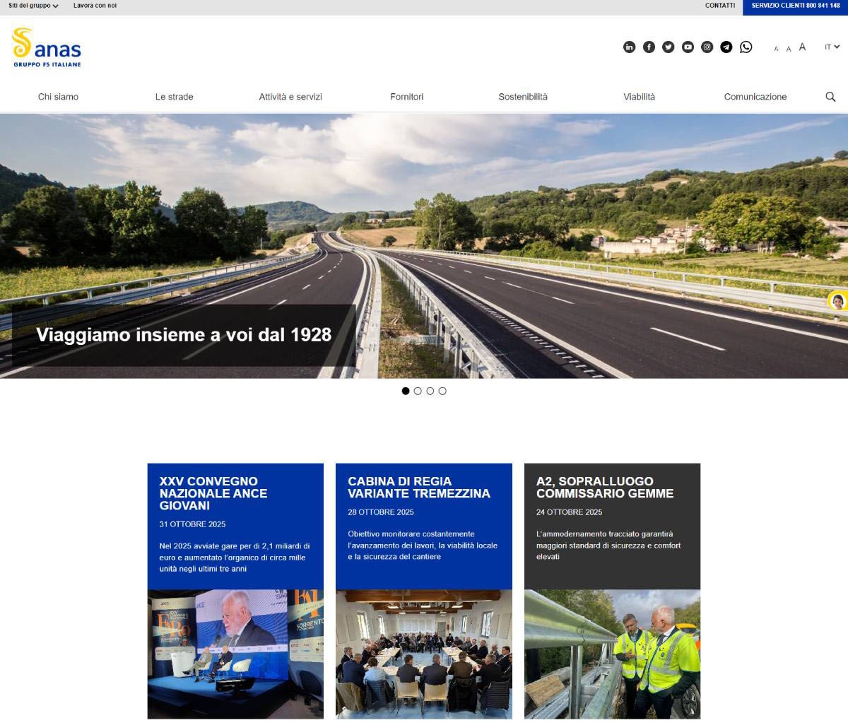 Online il nuovo sito dell’Anas, Gemme “Passo concreto nelle strategie di innovazione”