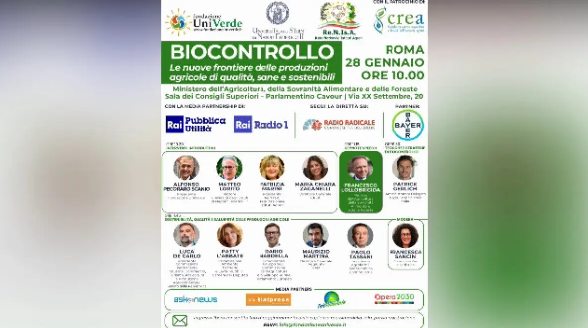 Biocontrollo e nuove frontiere delle produzioni agricole, il 28 gennaio un convegno a Roma