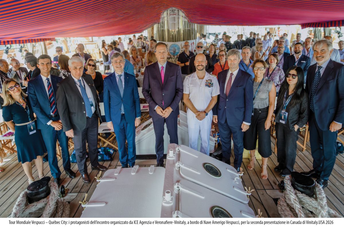Vinitaly.Usa si presenta a bordo della nave Vespucci nella tappa di Quebec City